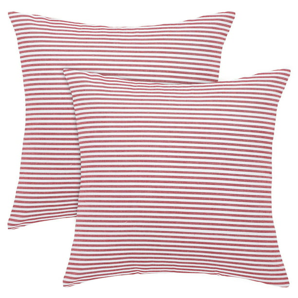 Farmhouse Striped Throw Pillow Cover Decorative Cotton Linen Stripe Cushion Case